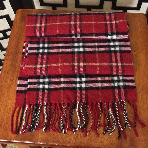 Burberry Accessories - Burberry Red Cashmere & Merino plaid scarf